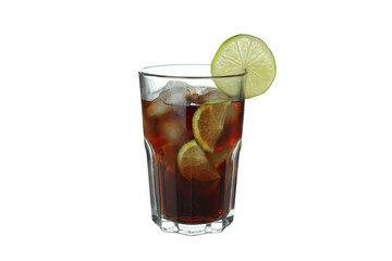 Glass of Cuba Libre isolated on white background