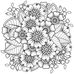 . Mehndi flower for henna, mehndi, tattoo, decoration. decorative ornament in ethnic oriental style. doodle ornament. outline hand draw illustration. coloring book page.