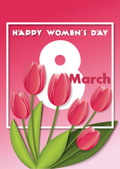 Postcard to March 8. Happy Womens Day. Concept design for holiday cards to the International Women's Day. Vector illustration