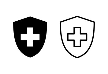 Health insurance icon set. Insurance health document icon