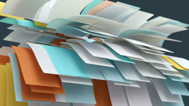 wave of paper sheets