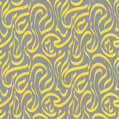 Seamless Vector Abstract pattern ornament in Arabic and Japanese stile like calligraphy. Endless texture for print, Textile, wrapping, wallpaper, website, Banner. Ultimate Gray. Illuminating.