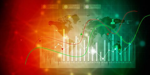 2d rendering Stock market online business concept. business Graph 
