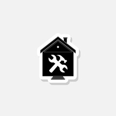 Home repair sticker icon isolated on white background