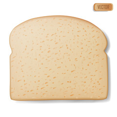 slice of wheat bread. Realistic isolated on white background vector illustration