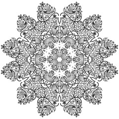 Fototapeta premium Simple Mandala Shape for Coloring. Vector Mandala. Circular. Flower. Oriental. Coloring Book Page. Outline. 