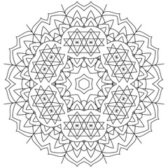 Simple Mandala Shape for Coloring. Vector Mandala. Circular. Flower. Oriental. Coloring Book Page. Outline.
