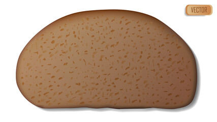 slice of rye bread. Realistic isolated on white background vector illustration
