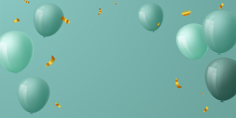balloons green celebration frame background.