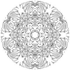 Simple Mandala Shape for Coloring. Vector Mandala. Circular. Flower. Oriental. Coloring Book Page. Outline.
