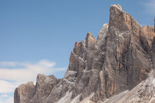 Detail of vertical Dolomites wall in Italy