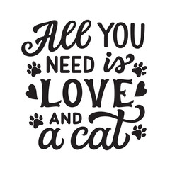 Hand lettering cat quote