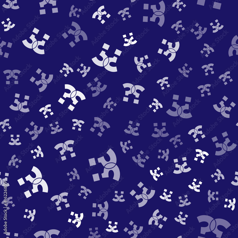 Poster white question mark icon isolated seamless pattern on blue background. faq sign. copy files, chat sp