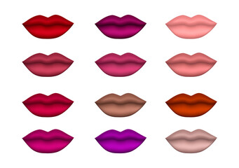 Lips set vector design.Colorful sexy lips isolated on a white background.