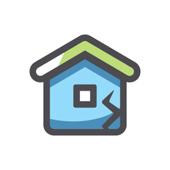 Broken House Home Destruction Vector icon Cartoon illustration