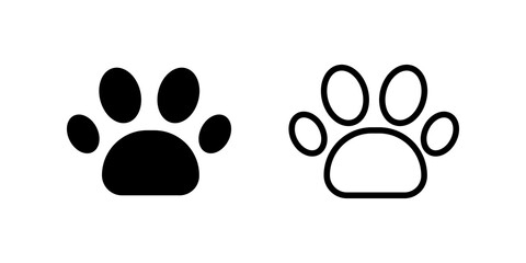 Paw icon set. paw print icon vector. dog or cat paw