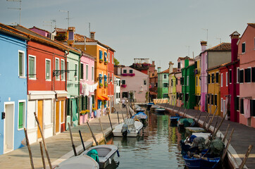 Fototapeta na wymiar A street on the island of Burano in Venice