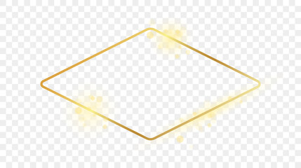 Gold glowing rounded rhombus shape frame