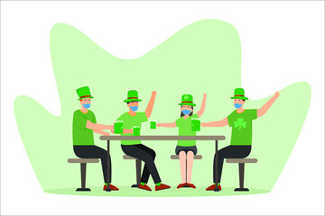 St patrick's day vector concept: Group of people celebrating st patrick's day together while drinking beer 