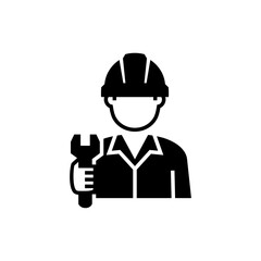 Engineer Worker Technician With Helmet and Wrench Avatar Vector Icon