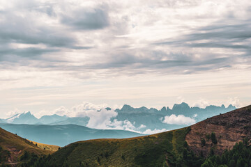 Naklejka na ściany i meble panoramic view of the Dolomites, Italy.