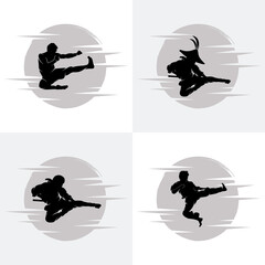 Set of Ninja Silhouette vector illustration © Nashiir