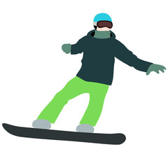 Obraz premium Illustration of snowboarder (white background, vector, cut out)
