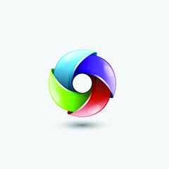 3d circle colorfull logo with glossy blades vector illustration