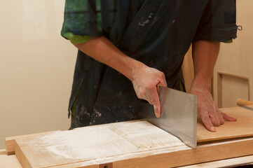 蕎麦職人の作業姿