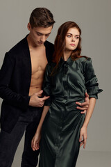 man and woman hugging together luxury passion friendship studio