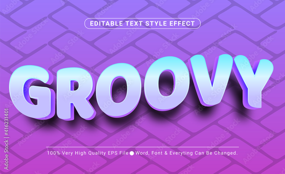 Poster groovy text effect, editable text effect
