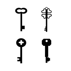 Black key icon isolated on white background. Vector illustration