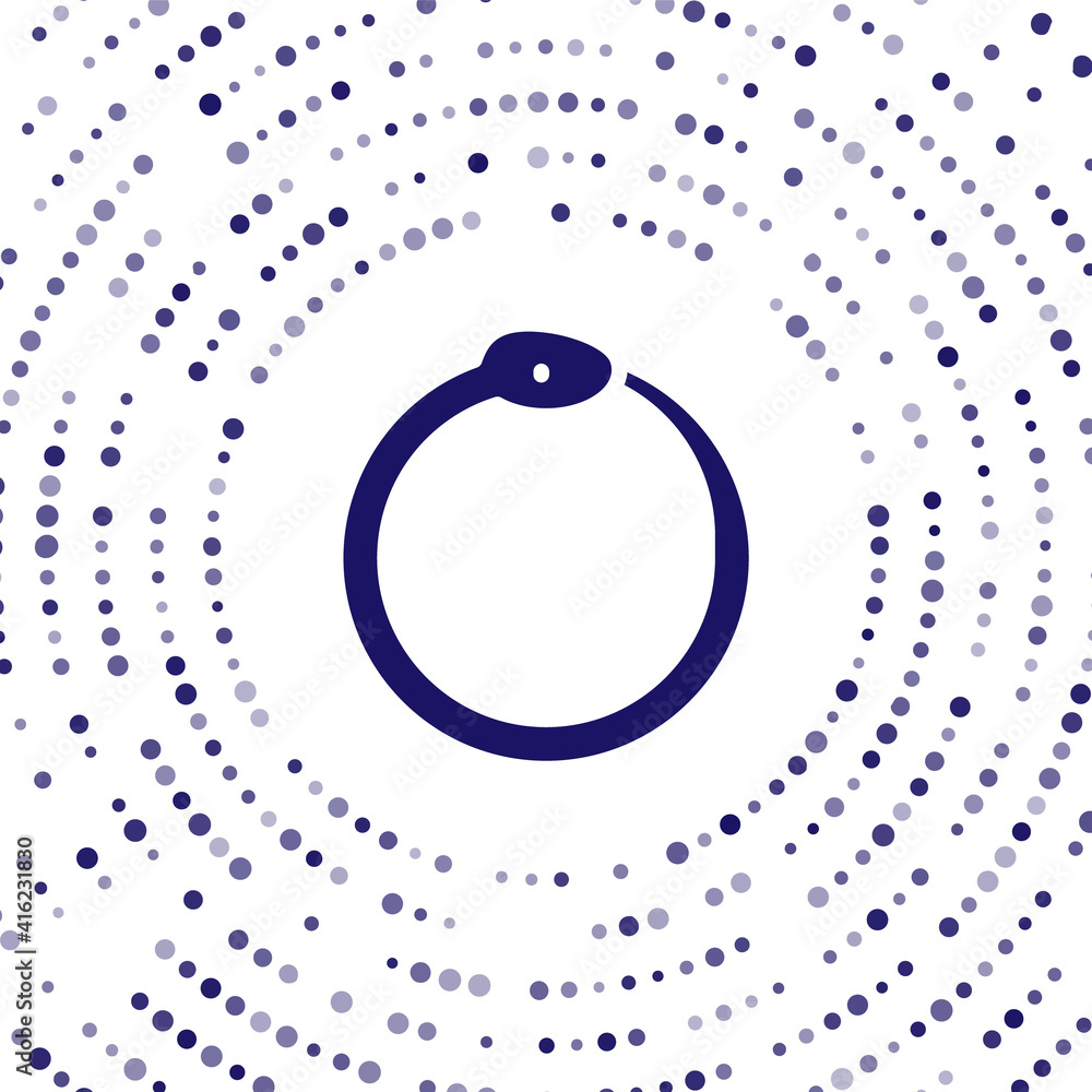 Poster blue magic symbol of ouroboros icon isolated on white background. snake biting its own tail. animal 