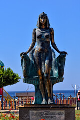 Cleopatra statue on the beach in Turkish city of Alanya on a summer day