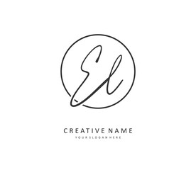 EL Initial letter handwriting and signature logo. A concept handwriting initial logo with template element.