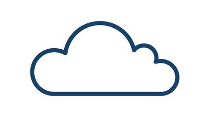 Fototapeta premium Simple linear icon of cloudy weather. Cloud shape in line art style. Contoured flat vector illustration isolated on white background
