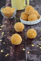 Coconut oat sweet potato oat energy balls