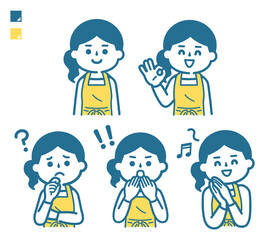 Women's set wearing an apron