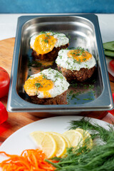 Meat casserole with egg and dill