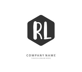 RL Initial letter handwriting and signature logo. A concept handwriting initial logo with template element.