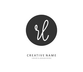RL Initial letter handwriting and signature logo. A concept handwriting initial logo with template element.