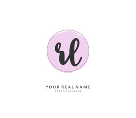 RL Initial letter handwriting and signature logo. A concept handwriting initial logo with template element.