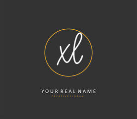 XL Initial letter handwriting and signature logo. A concept handwriting initial logo with template element.