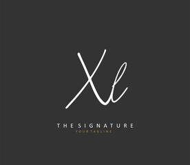 XL Initial letter handwriting and signature logo. A concept handwriting initial logo with template element.