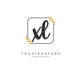 XL Initial letter handwriting and signature logo. A concept handwriting initial logo with template element.