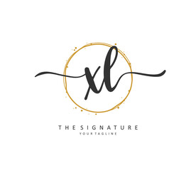 XL Initial letter handwriting and signature logo. A concept handwriting initial logo with template element.