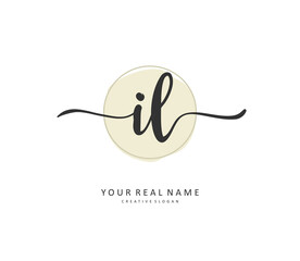 IL Initial letter handwriting and signature logo. A concept handwriting initial logo with template element.