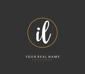 IL Initial letter handwriting and signature logo. A concept handwriting initial logo with template element.