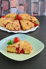 Freshly homemade baked strawberry scones