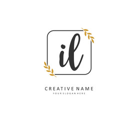 IL Initial letter handwriting and signature logo. A concept handwriting initial logo with template element.